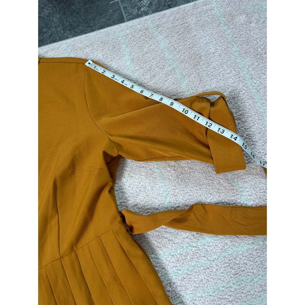 Nanette Lepore Pleated Midi Shirt Dress Size 16 3/4 Roll Tab Sleeves Fall Office - Picture 9 of 11